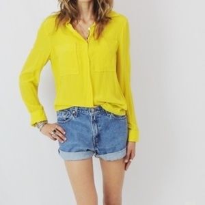 Vintage Chloe Yellow Silk Button Down Top Medium